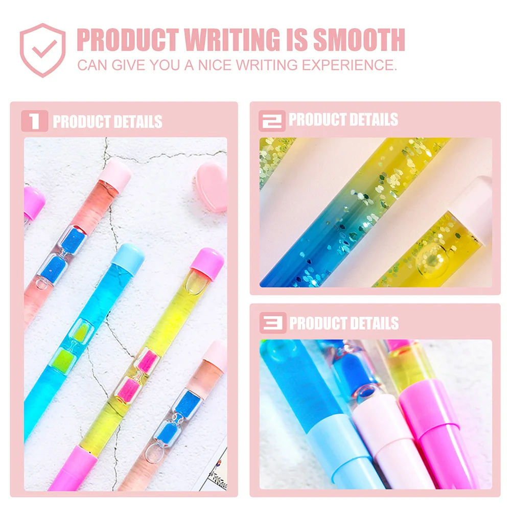 8Pcs Colorful Quicksand Pens Exquisite Workmanship Smooth Writing Pens for Kids Friends Personal Collection and Perform Supplies