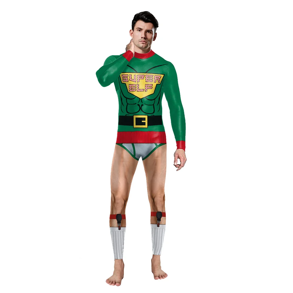 IOOTIANY Damen Herren Weihnachtsmann-Druck Cosplay-Kostüm Sexy Jumpsuit Bodysuit Erwachsenen-Karnevalsparty-Aufführungskleidung 2026 – Detail 12