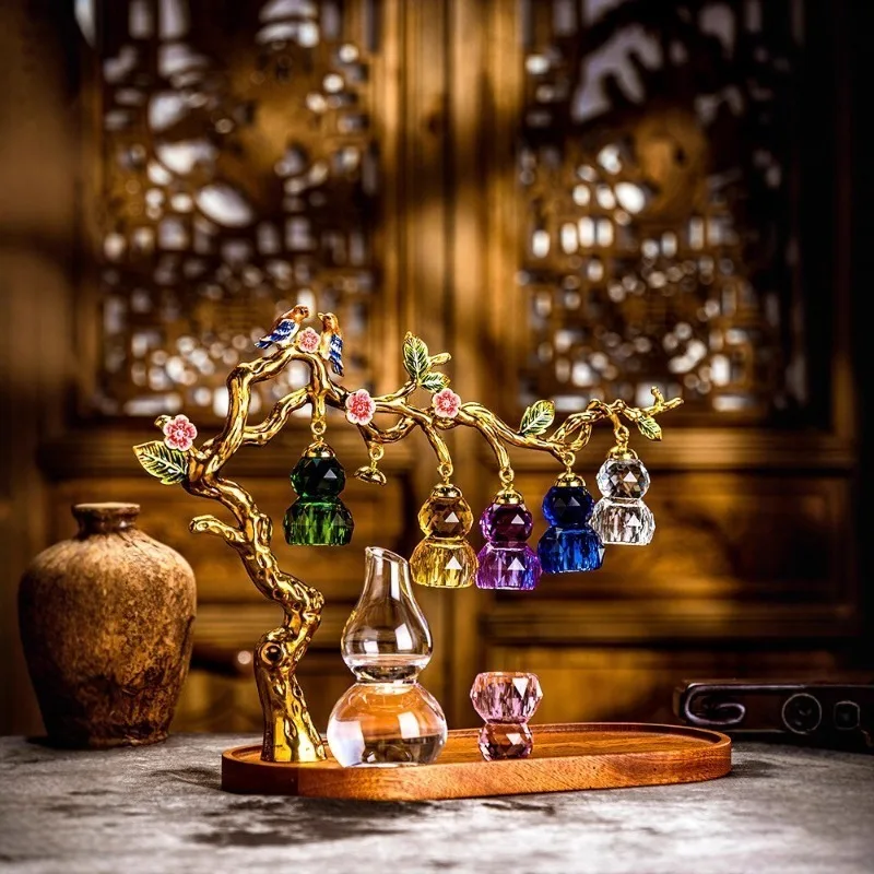 Crystal wine set glass, high-end gourd Baijiu cup household wine dispenser wine jug ornament
