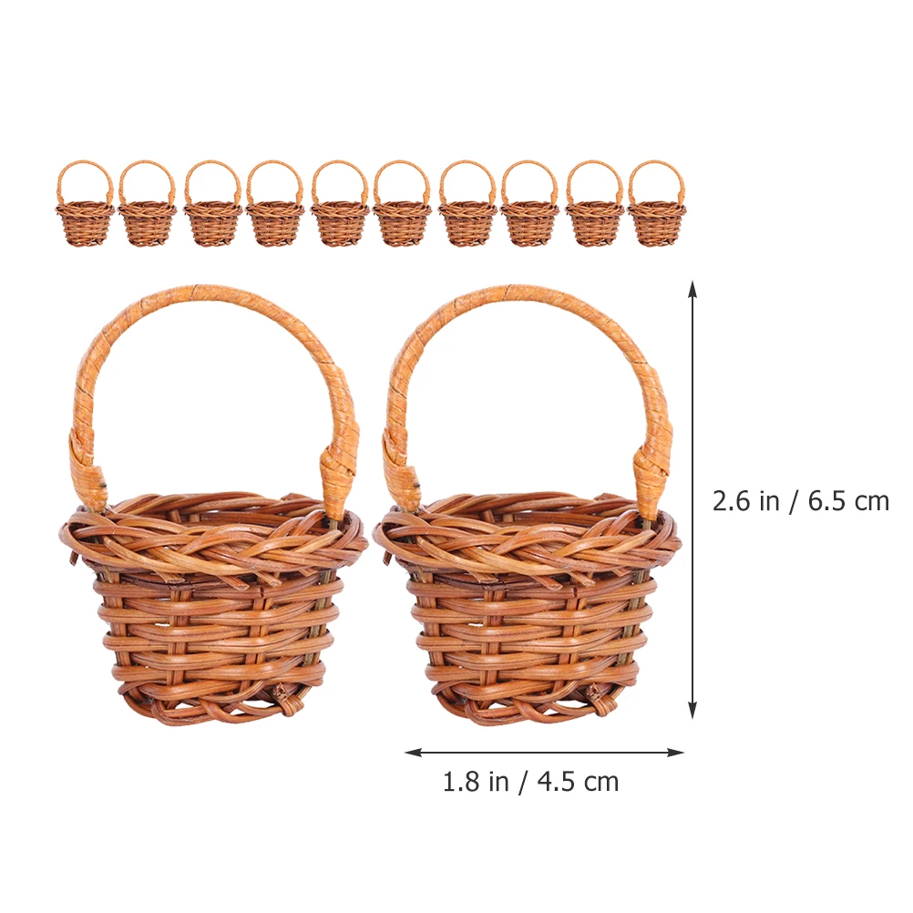 12pcs Dollhouse Wicker Basket Mini Shopping Christmas Tree Decorations Photography Prop miscellaneous items, flower baskets