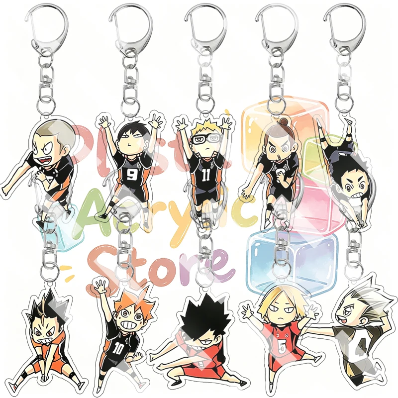 Volleyball Nishinoya Yuu Tanaka Ryunosuke Kageyama Tobio Anime Cartoon Q-Version Acryl-Schlüsselanhänger DIY Anhänger Zubehör Geschenke