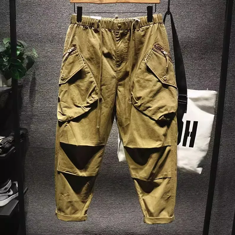 Retro American Men's Wear Resistant Tapered Loose Work Pants Casual Spring Autumn Youth Tee-dimensional ket Leisure Long...