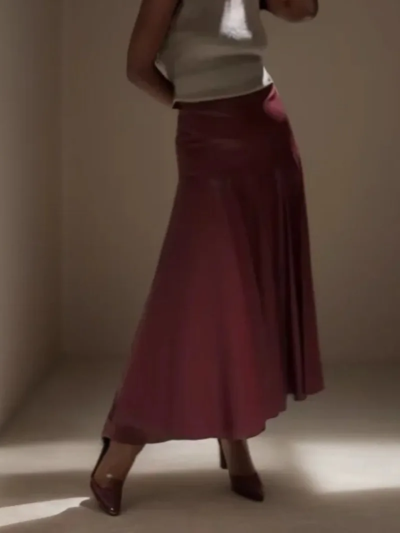 

Женские темпераментные длинные юбки трапециевидной формы, осень 2023, новый стиль, женская мода, сексуальные плиссированные юбки с высокой талией для девочек, High Street