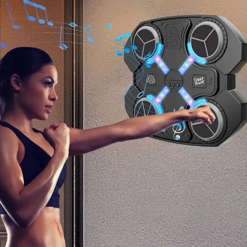 Smart Scoring Boxing Machine Blue tooth Music Boxing Trainer With Gloves LED Lights Indoor Fitness Exercise For Adults Kids