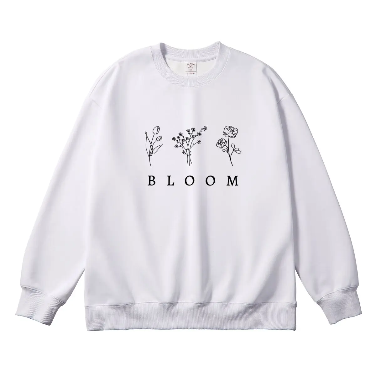 Oversized Women's Pullover Simple Flower Graphic Woman Tops Round Neck Long Sleeve Female Sweatshirt Autumn Winter Clothes