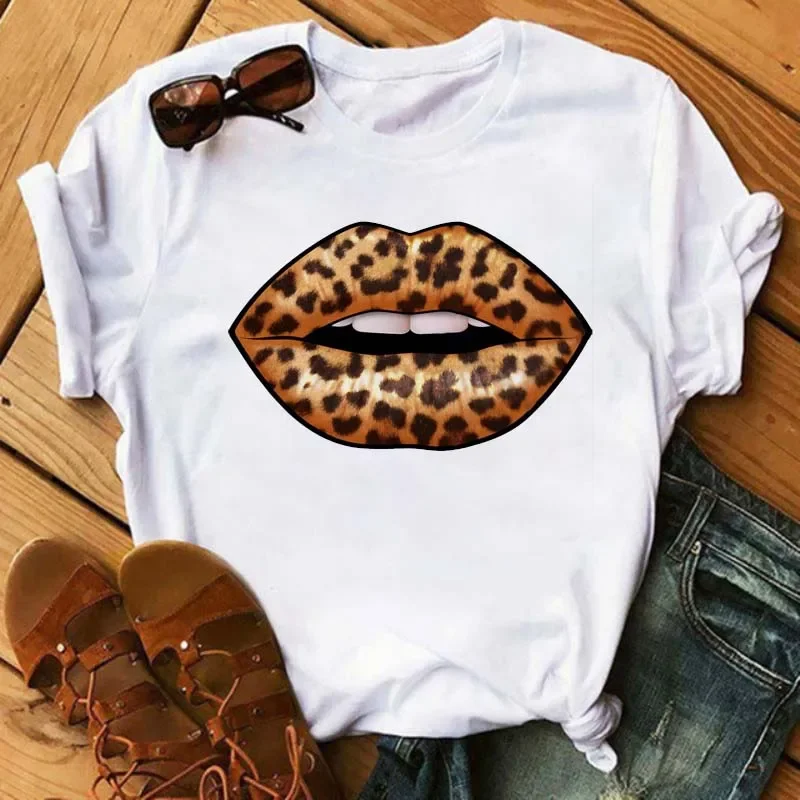 เสื้อยืดพิมพ์ลายปาก, เสื้อคอกลมแขนสั้นลําลองสําหรับฤดูใบไม้ผลิและฤดูร้อน, เสื้อผ้าเสื้อยืดขนาดบวกของผู้หญิง