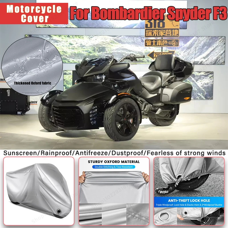 

For Bombardier Spyder F3 No Ear Motorcycle Cover - Outdoor Full Body Protection, Waterproof Dustproof Sunscreen Moto Accessories