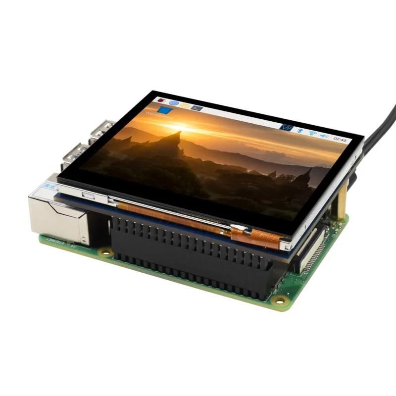 Waveshare-pantalla táctil capacitiva LCD de 3,5 pulgadas para Raspberry Pi, 640x480, DPI, IPS, cubierta de vidrio templado, solución de baja potencia