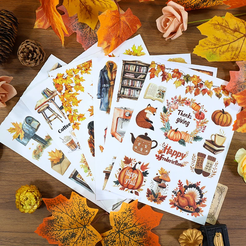 20 Pcs/set Vintage Autumn Leaf Character Landscape Sticker Book Creative DIY Journal Material Collage Scrapbook Stationery