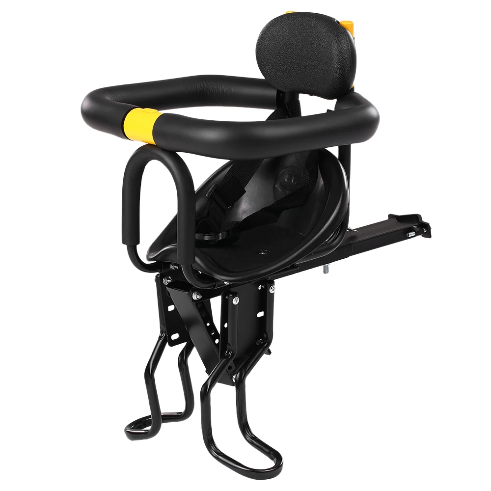 Safety Child Bicycle Seat Bike Front Baby Seat Kids Saddle with Foot Pedals Support Back Rest for MTB Road Bike Bicycle Chair