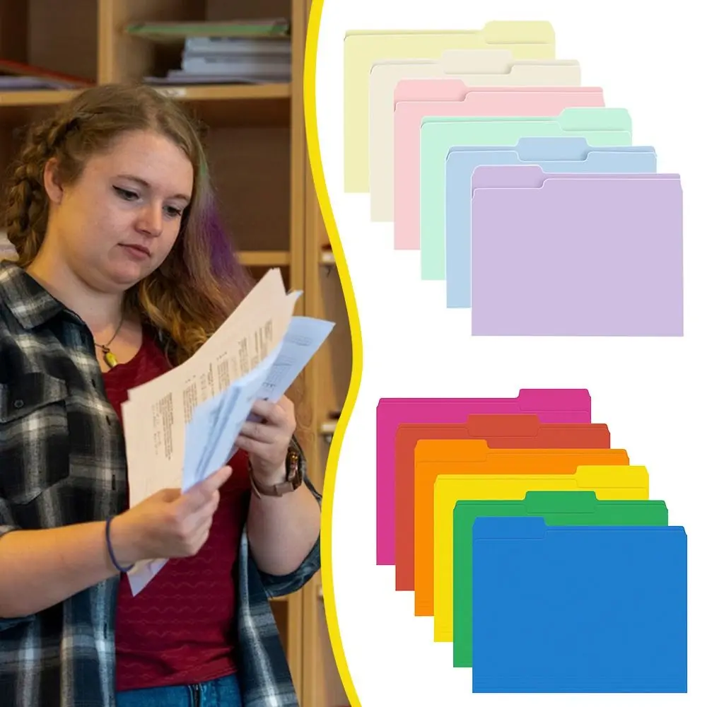 

6PCS/Set PP A4 File Folder with Category Index Stickers Colored Manila Folder Multifunctional Doucument Storage Folders