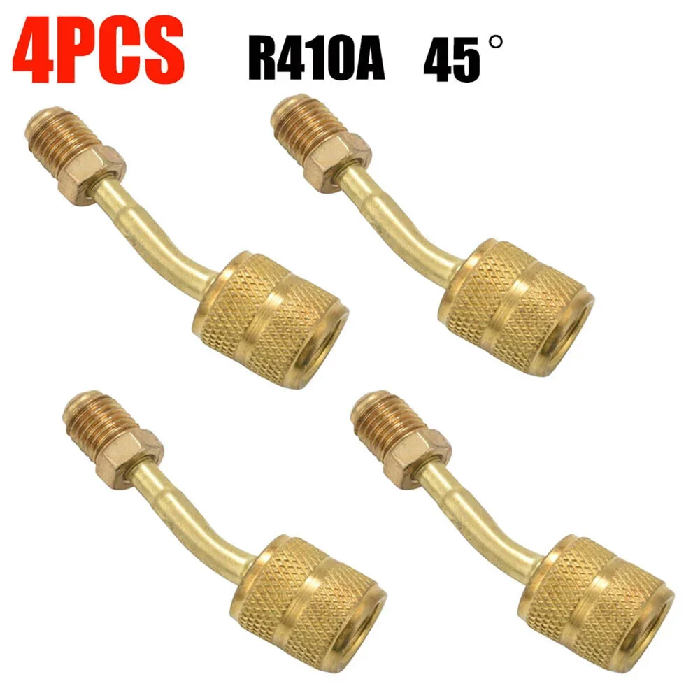 4PCS 45 Degree R410A Adapter 5/16 Inch Female Couplers To 1/4 Inch Male Flare Brass Adapter For R410a Instrument Hose