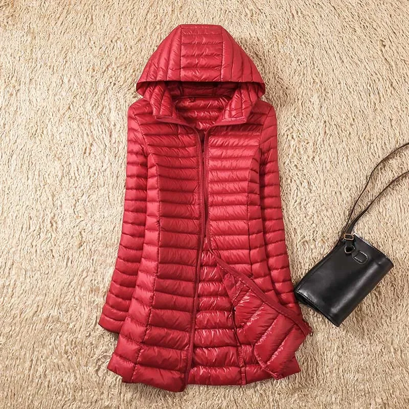 Schinteon Ultralight White Duck Down Jacket with Hood Slim Warm Coat Casual Spring Autumn Outwear New - Image 5