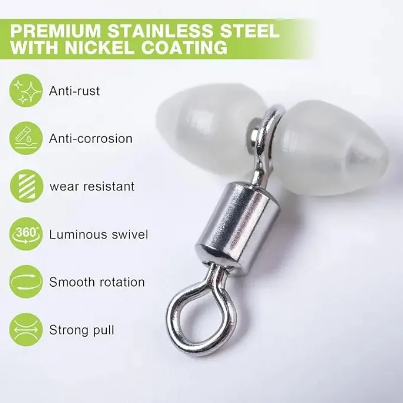 

Goture 30/45 шт. рыболовные вертлюжки с шарикоподшипником, светящийся корпус 360 ° Вертлюги для коррозионных разъемов для морской/пресноводной воды