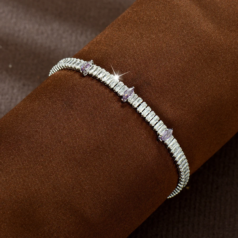 

HIBRIDE New Light Luxury Everyday Cute Purple Bracelet Women's Costume Decorative Jewelry Party Holiday Wedding Bridal Gift B242