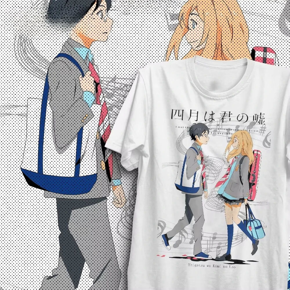 Sommer-Sonderangebot Anime Your Lie In April T-Shirt Unisex Vintage Hip-Hop Streetwear T-Shirt Y2K Gothic Baumwolle Übergroße T-Shirts