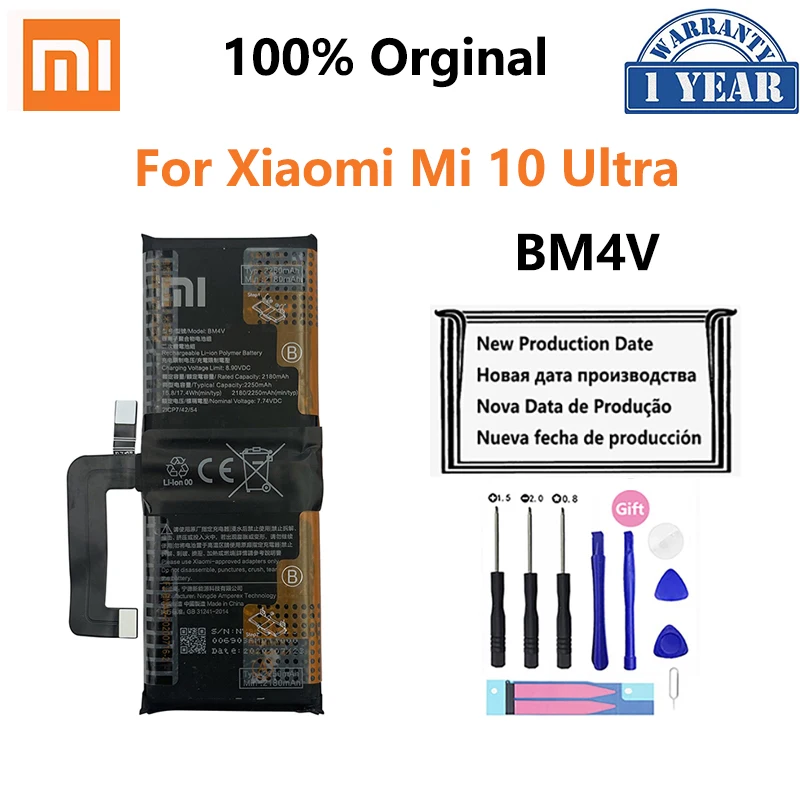 

100% Original BM4V 4500mAh Phone Battery For Xiaomi 10 Ultra Mi10 Xiaomi10 Mi10Ultra Mobile Phone Replacement Batteries Bateria