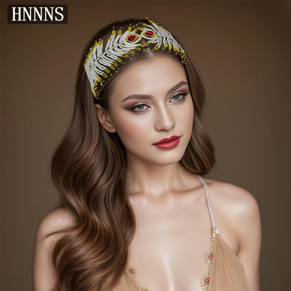 

TOPQUEEN Bridal Wedding Rhinestone Headband Handmade Bead Weaving Fashionable Women Banquet Dance Party Hair Accessories YXA196