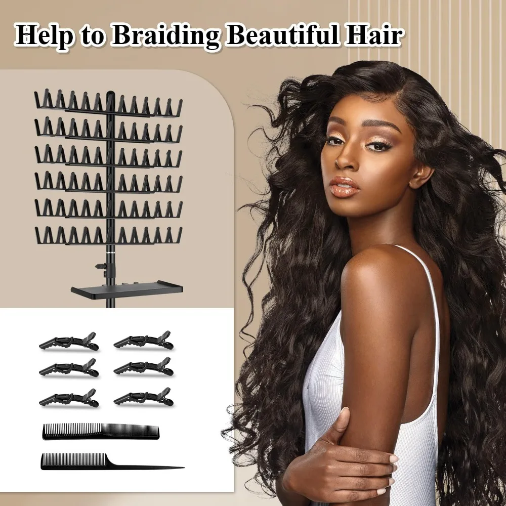 

144 Pegs Double Sided Hair Braiding Rack Braiding Hair Braiders Tool Adjustable Braiding Rack Display Stand DIY