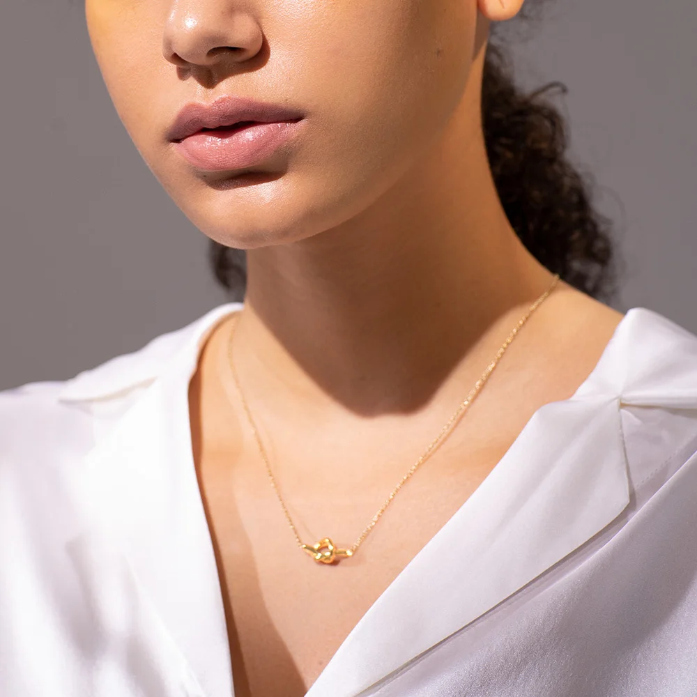 ENFASHION Leuke Holle Knoop Hanger Ketting Vrouwen Goud Kleur Rvs Hart Choker Ketting Mode Femme Sieraden P 193057