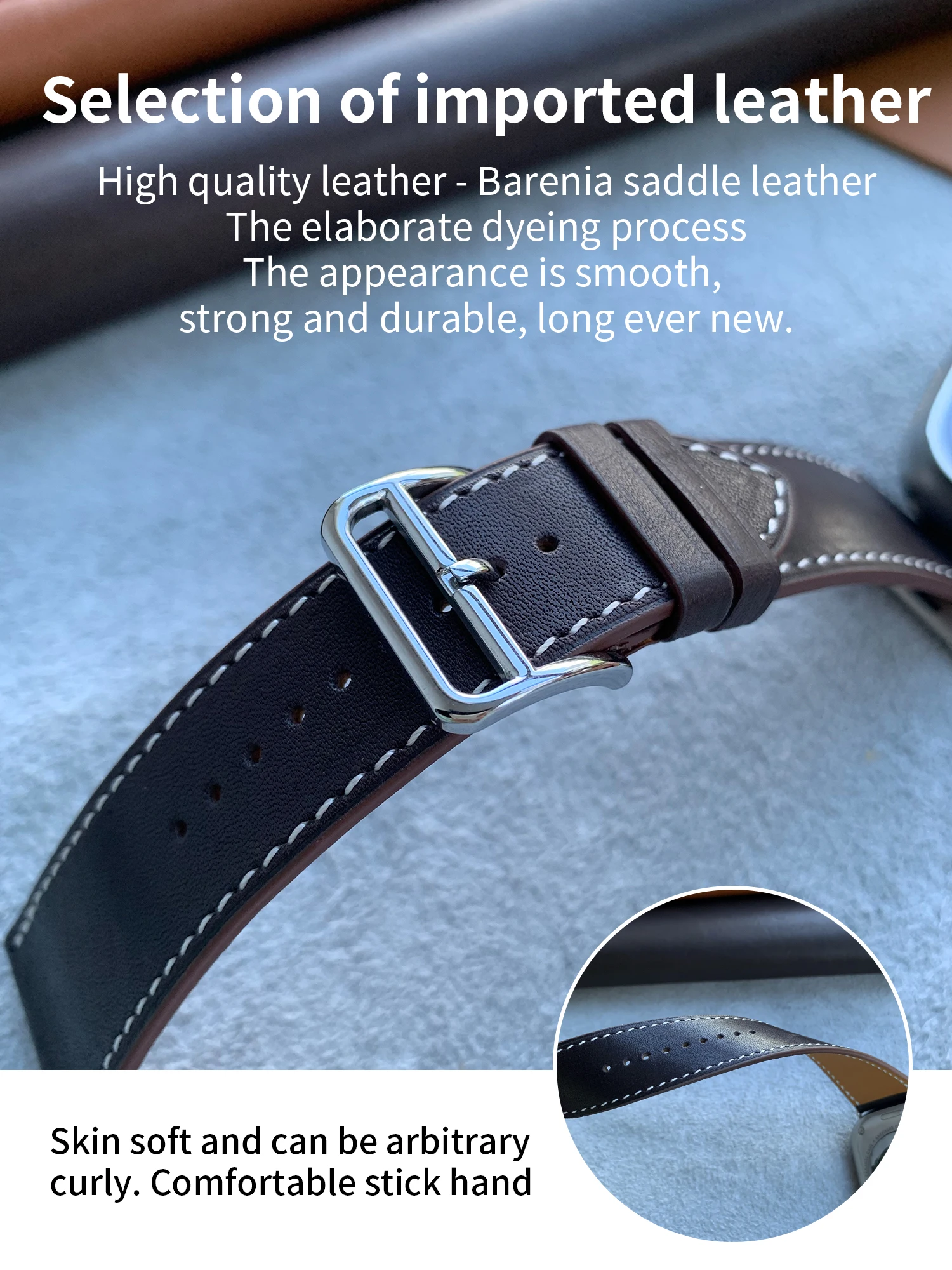 Kebitt Big Wrist Widen Longer Band For Apple Watch Series 10 9 8 7 High Quality Leather Iwatch Ultra 2 Strap 45MM 46mm 49mm