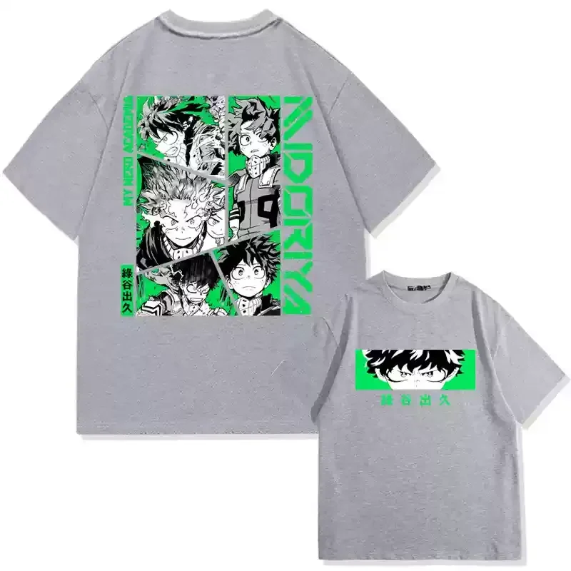 2026 My Hero Academia Deku Midoriya Yellow Scarf Japanese Text Print T-shirt Oversized Cotton Casual Tee For Anime Fans - view 2