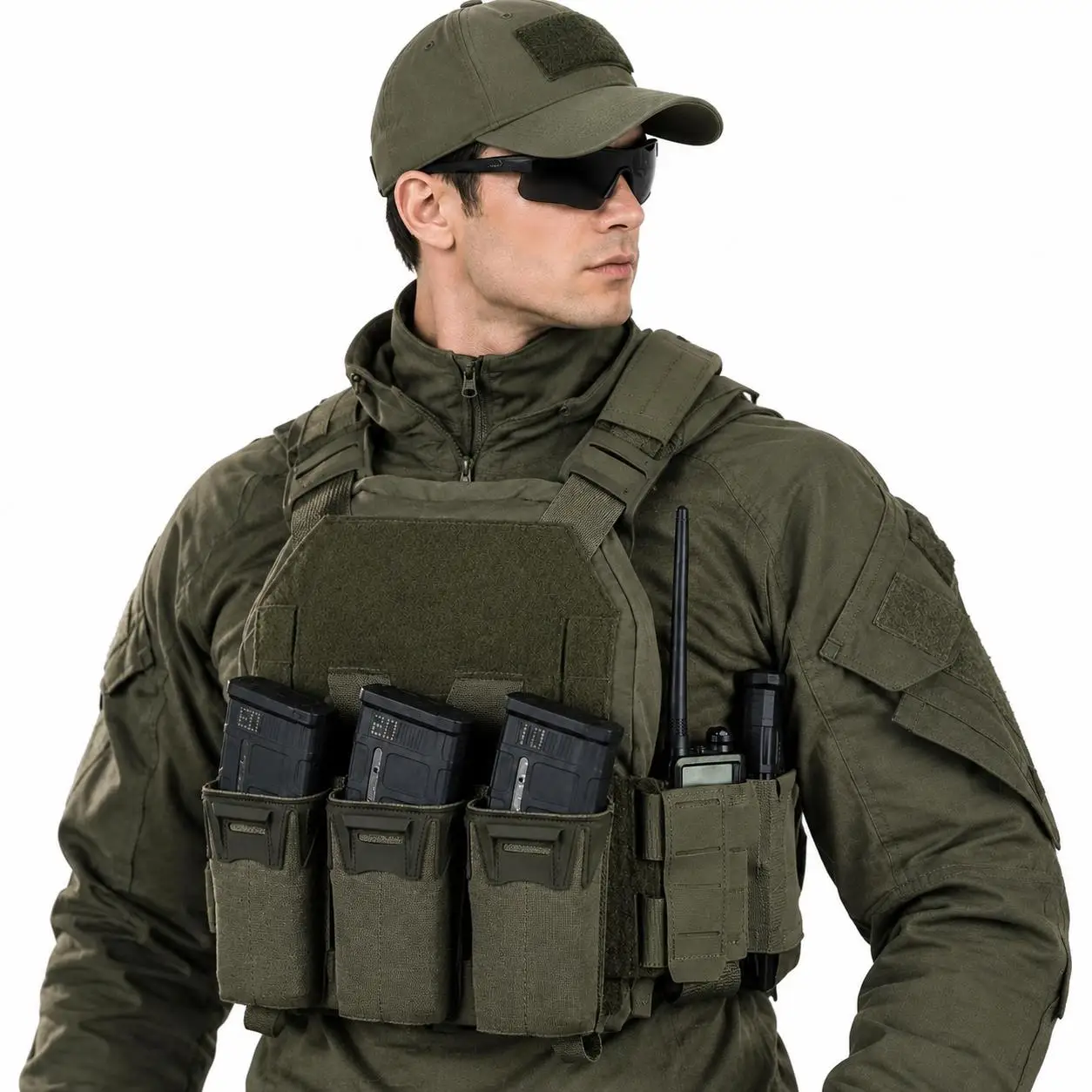 KZ V1 V2 Modular Plate Carrier Vest Built-in 6PCS Side Pouch Come with Rifle 5.56 Submachine 9mm Triple Magazine Pouch Panel