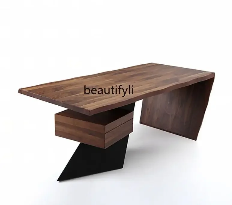 

46Nordic desk black walnut desk workbench Nordic light luxury desk
