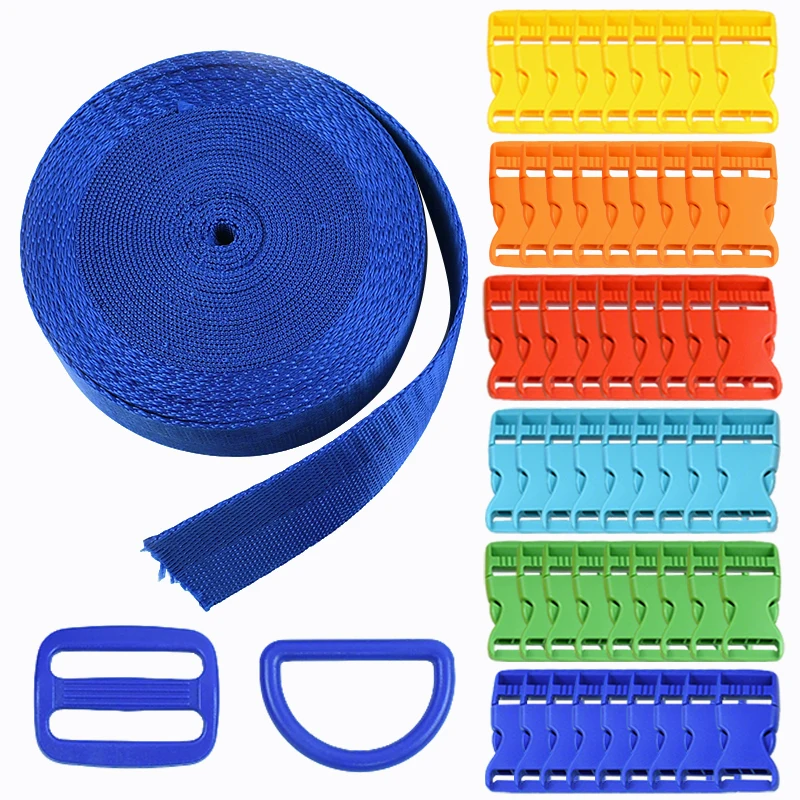 

Meetee 20mm/25mm Dog Collar Repair Accessories Plastic Release Buckle Nylon Webbing Strap D Ring Adjust Sliders Carabiner Clips