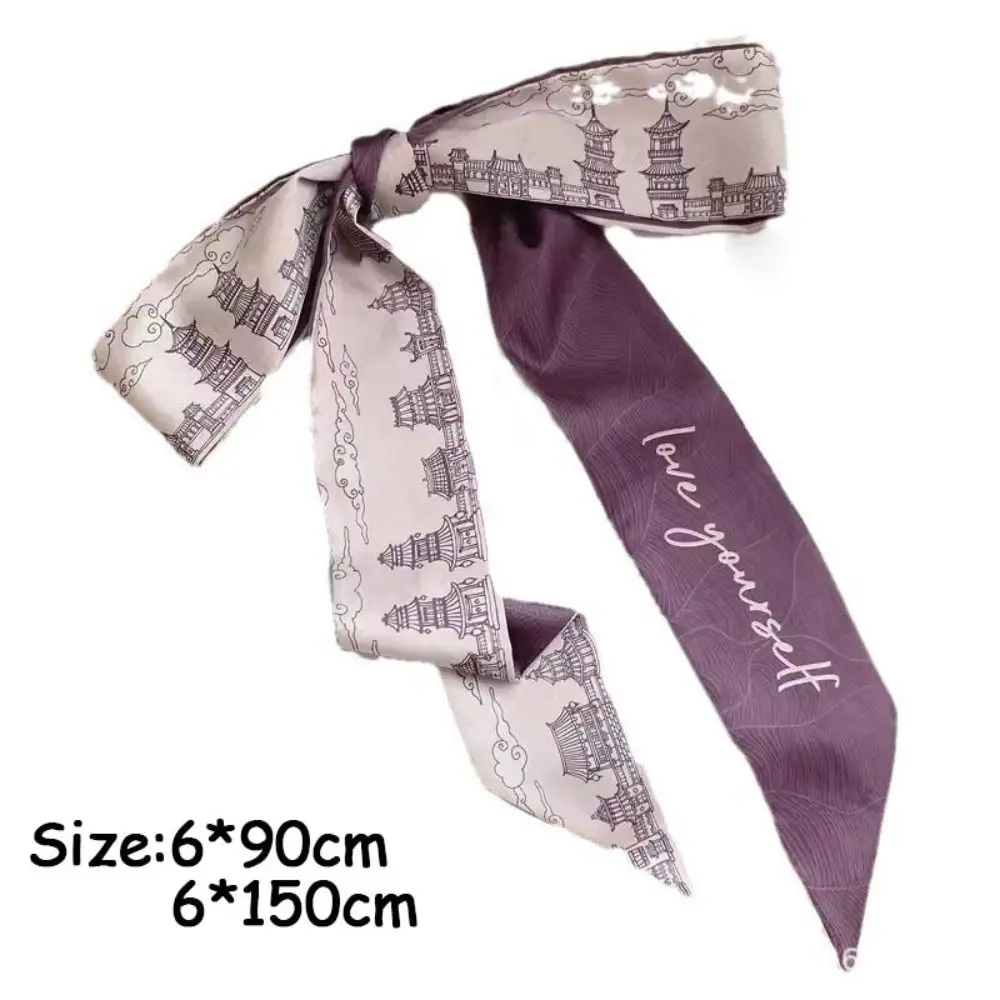 Fascia per capelli floreale retrò Nastro per pittura a olio Foulard Cravatta in stile cinese