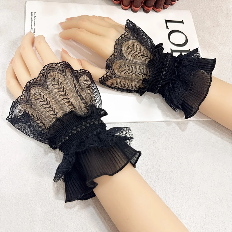 甘いレースの取り外し可能なフェイクスリーブ、伸縮性のあるブレスレット、リストカフ、セーター装飾、フレアスリーブ、コスチュームアクセサリー