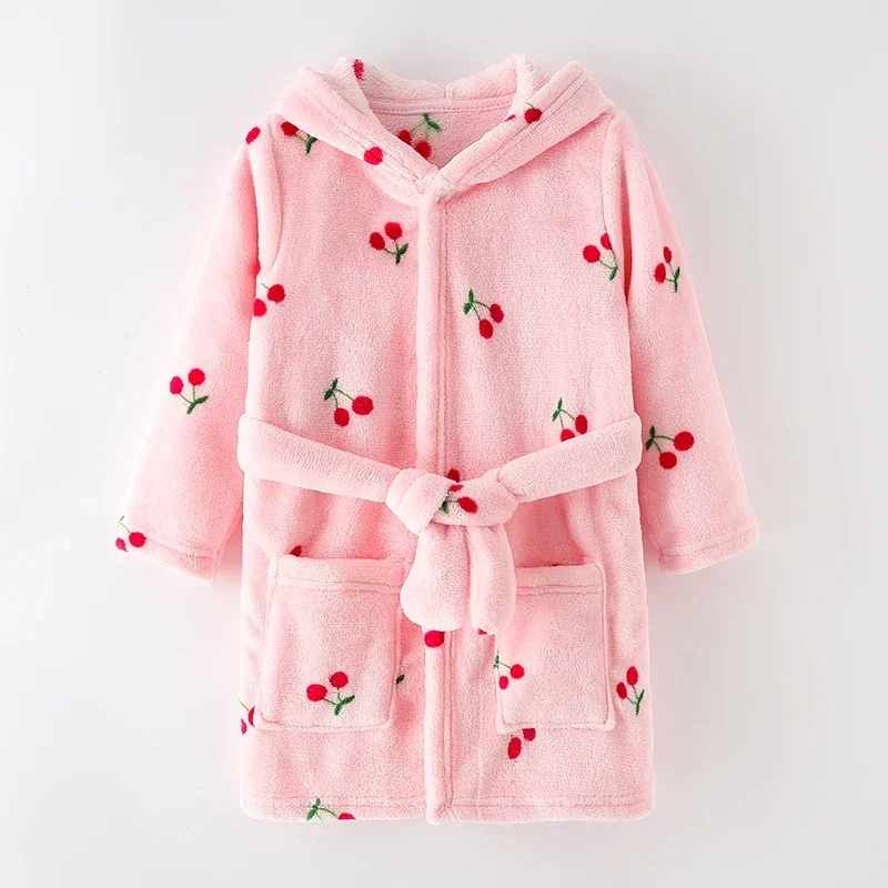 2-8 Years Soft Girl Sleepwear Robe Autumn Winter Children Flannel Bathrobe for Girls Boys Pajamas Comfort Kids Cartoon Homewear