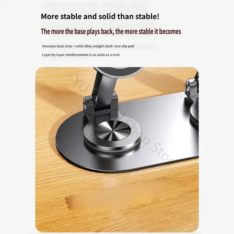 96BA Doppelter magnetischer Telefonständer mit 360-Grad-Drehung und faltbarem Design, Aluminium-Handyhalter für drahtlose und – Detail 4