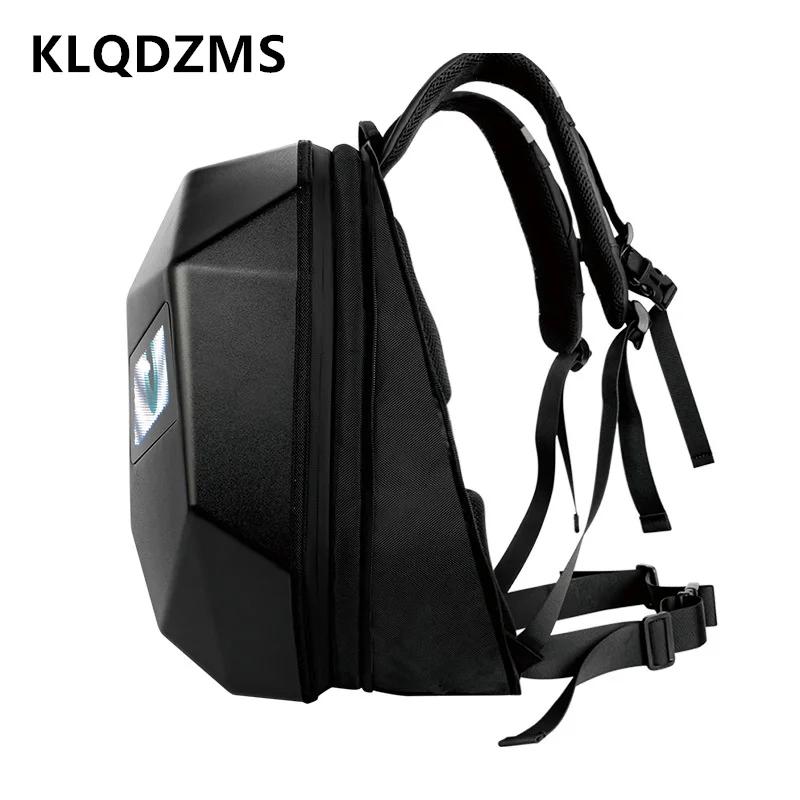 KLQDZMS Women's Backpack New Waterproof Motorcycle Riding Helmet Bag LED Shoulder Bag Men's ABS+PC Hard Shell Laptop Schoolbag