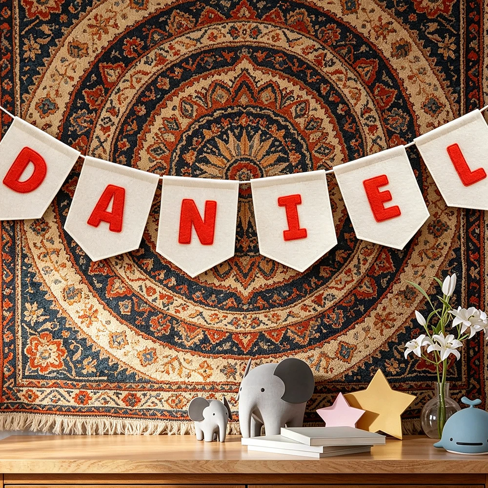 Personalized Felt Name Bunting Banner Handmade Pink Nursery Decor Custom Kids Room Wall Garland Girl Boy Adult Bedroom Gift