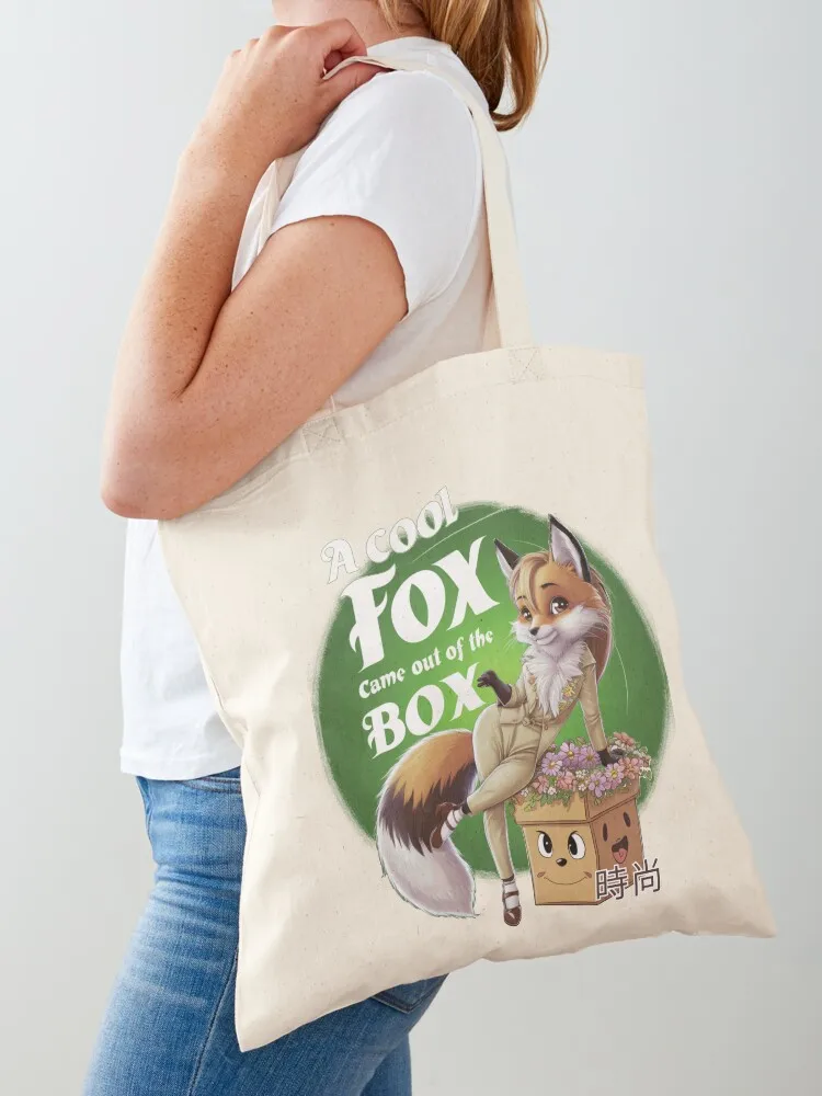 

A COOL FOX FROM THE BOX! Tote Bag Canvas bag for women great bag large size bags custom fabric
