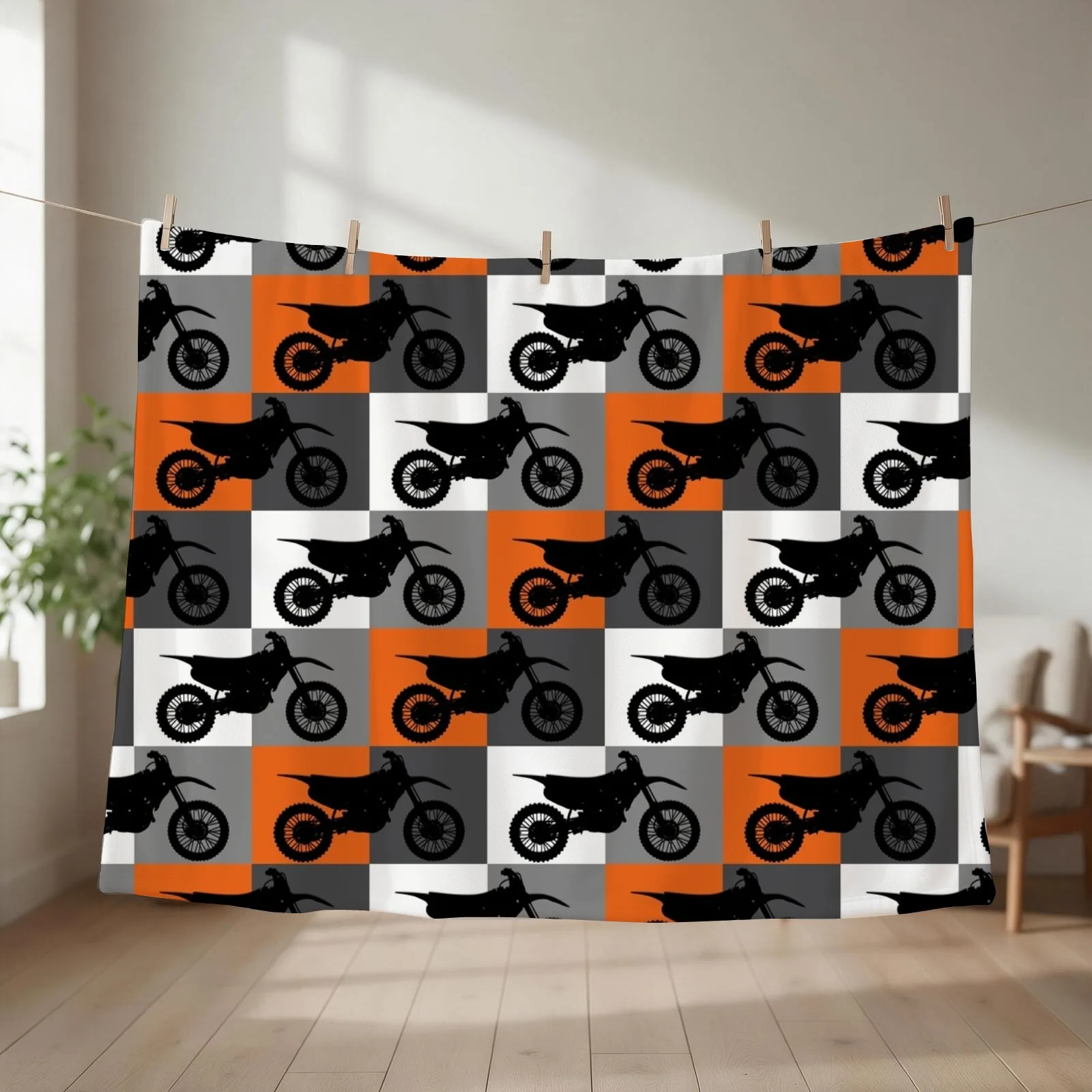 Dirt Bikes On Motocross Checker Board Throw Blanket bed plaid Vintage Bed linens manga Blankets