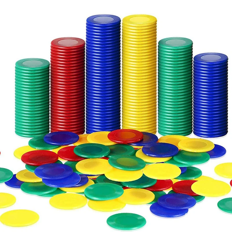 800 Pieces Plastic Poker Chips Game Chips 4 Colors Counter Card For Game Playing Counting Bingo Game Chips Card, 4