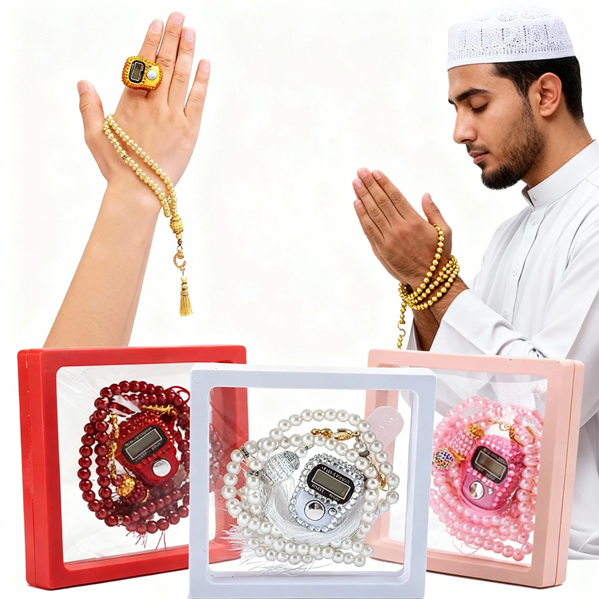 

Ramadan Arab Muslim Islamic Middle East Prayer and Worship Counter Handmade Prayer Bead Set Exquisite Gift Box