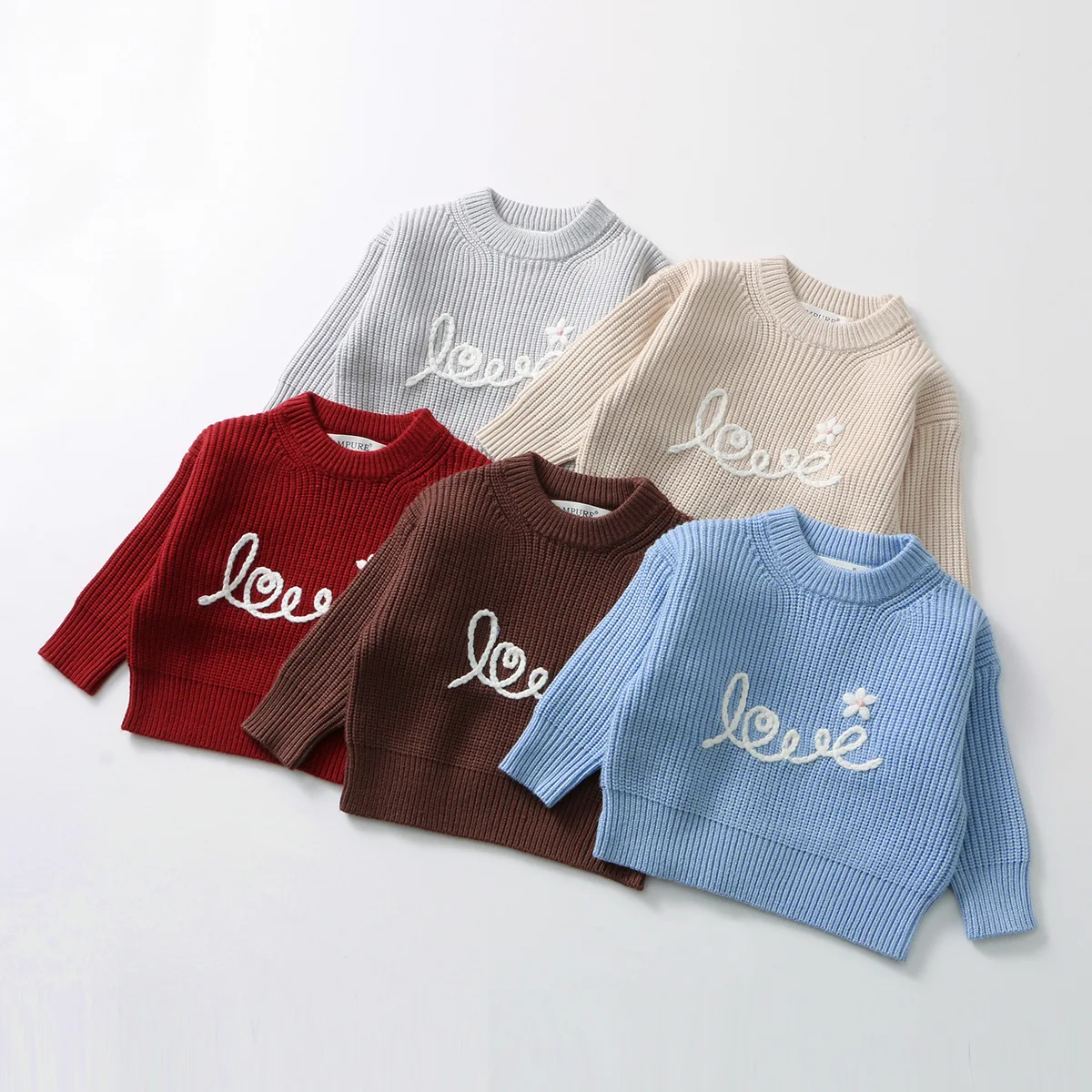 New Spring 0-3 Years Children Clothes Baby Sweater Boys Girls Long Sleeve Knitted Embroidered Pullover Sweater