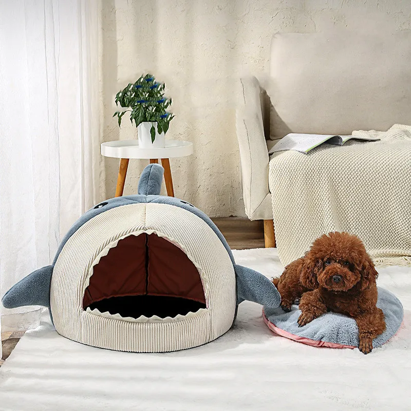 Pet Supplies Winter Warm Semi-enclosed Shark Cat Nest Pet Cat Sleeping House