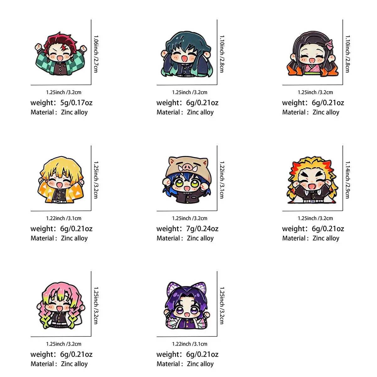 Demon Slayer Kimetsu No Yaiba Alloy Metal Brooch Badge Pin Anime Cosplay Clothing Backpack Accessory Hot Selling Cross Border view 2