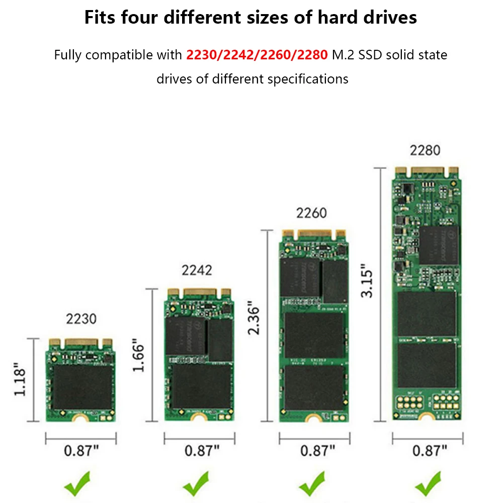 TISHRIC Aluminum Alloy SSD Case M.2 NVME Protocol Hard Drive Case Fully compatible with 2230/2242/2260/2280 M.2 SSD solid state