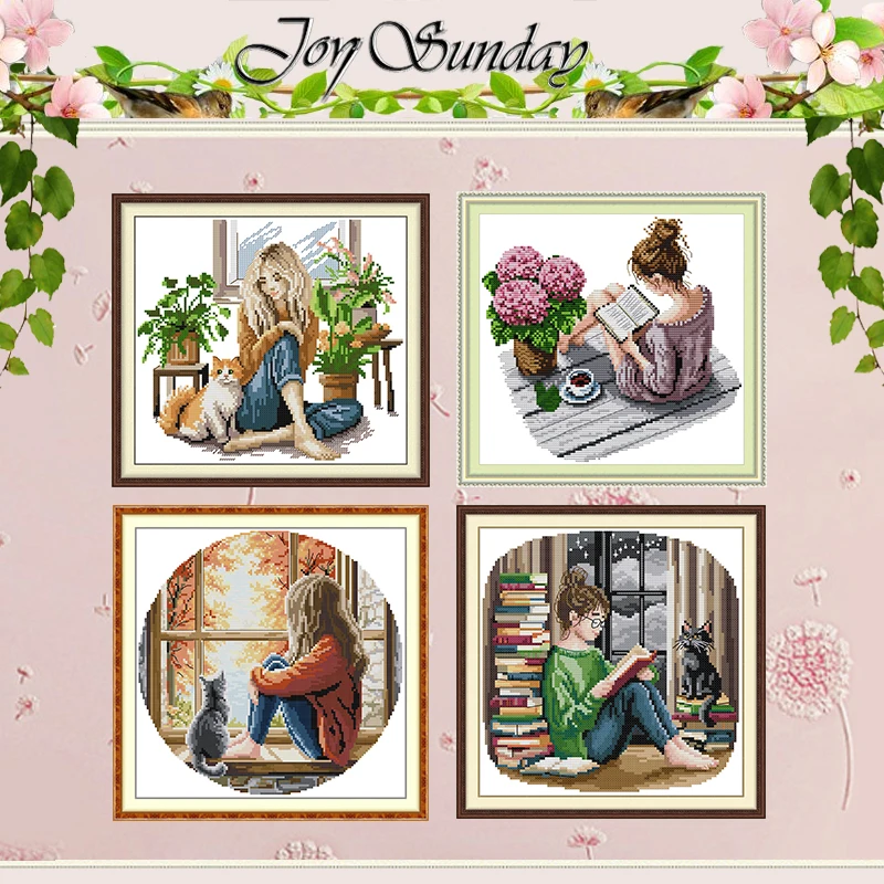 

The Girl in the Window Patterns Counted Cross Stitch Set DIY 11CT 14CT 16CT Stamped DMC Cross-stitch Kit Embroidery Needlework