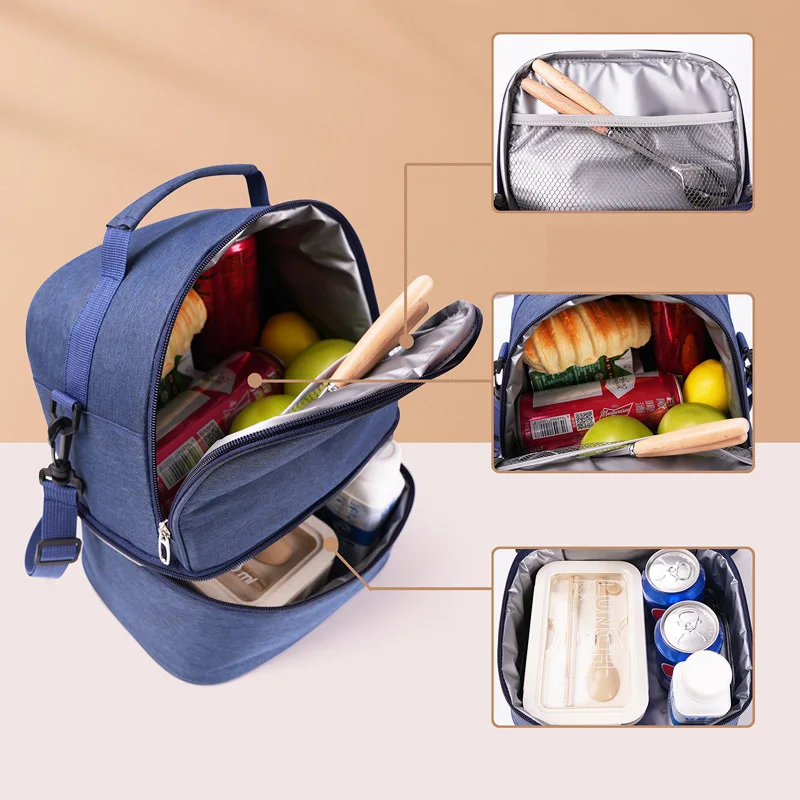 New Fashionable Cationic Lunch Bag for Work Lunching School Tote Insulated Ice Storage Cooler Food Bags Large Women's Bag