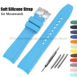 Soft Silicone Watch Strap for Omega for Swatch for MoonSwatch Band Men Women Curved End Diving Rubber Sport Watch Bracelet 20mm