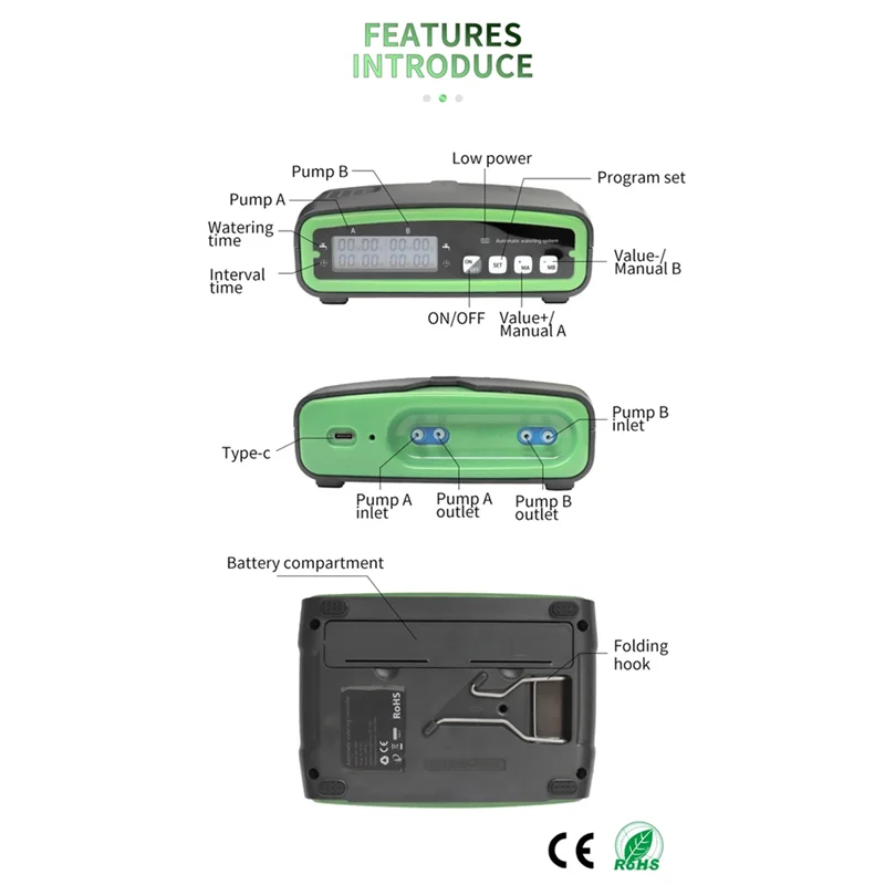 KYCOR-Programmable Water Timer Included Automatic Double Pump Irrigation System For Garden Greenhouse Hydroponic Watering Kit