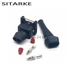 1 Set 2 Pin AMP Tyco Fuel Injector Connector Waterproof Junior Power Mini Timer Plug With Rubber Boot For Cars