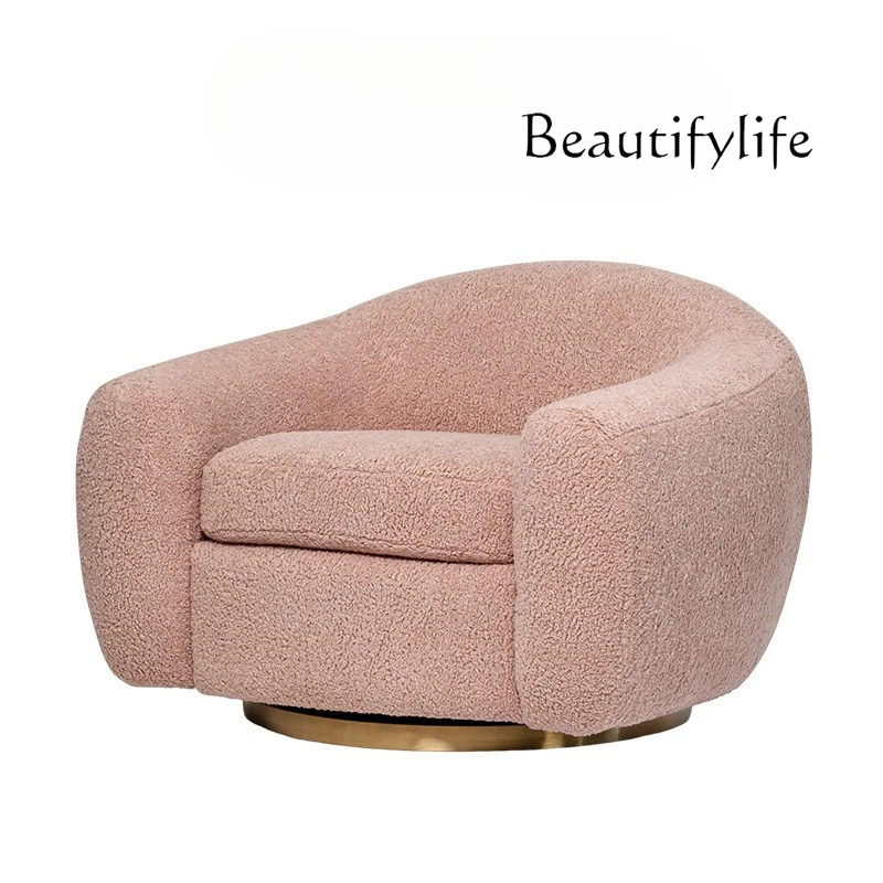 Nordic curved medieval three-person sofa Italian minimalist lamb wool creative special-shaped sofa