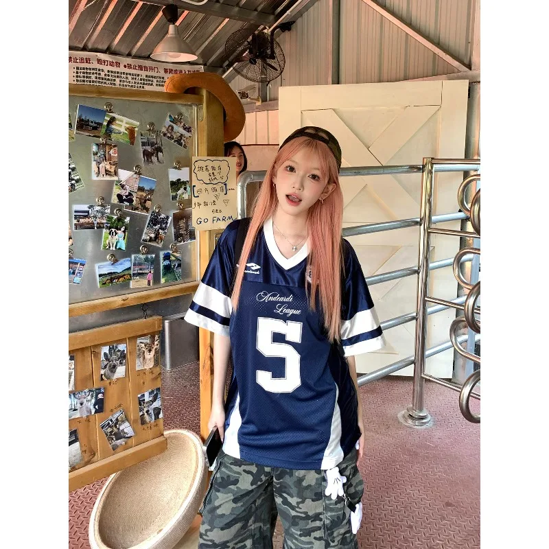 جديد الرياضة الأمريكية شارع العليا 3D مطبوعة الخامس الرقبة جيرسي قصيرة الأكمام الصيف التجفيف السريع تي شيرت تنوعا فضفاض #2